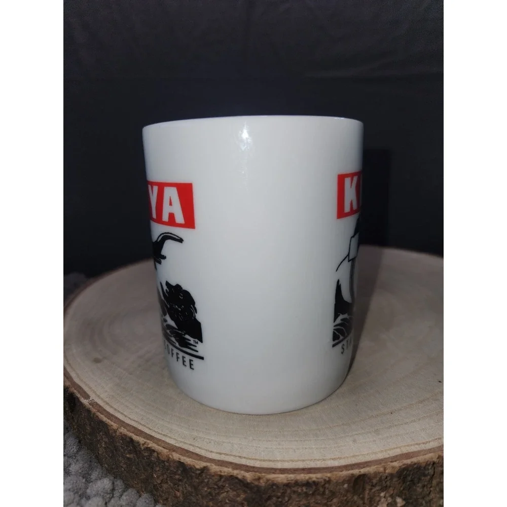 Starbucks Kenya White Ceramic 10 oz Coffee Tea Mug Cup Elephant Lion Safari RARE